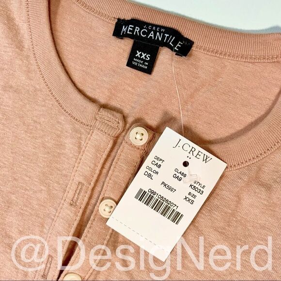 J.CREW MERCANTILE SLUB COTTON HENLEY IN DEEP BLUSH WOMEN’S SIZE XXS NWT - Picture 3 of 7